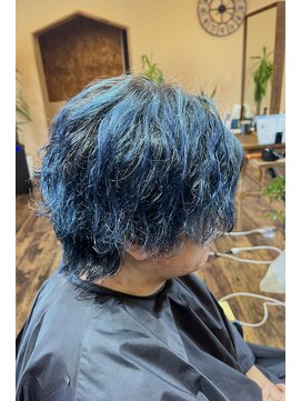ジーワンヘアー(G1 HAIR) 【最強の個性】 パーマ×インディゴブルーカラー