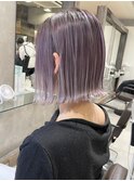 海外へア 外国人風 ピンクグレージュ 切りっぱなしボブM605