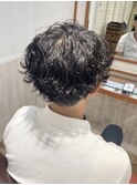 ベリーショートウルフアッシュブラックカルマパーマ《二子玉川》