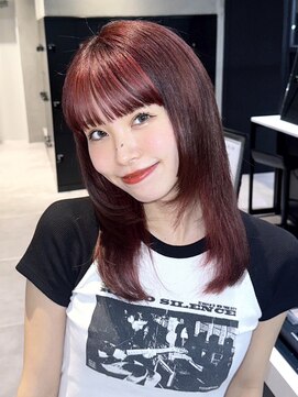 アイティーバイアルバム 下北沢店(IT by ALBUM) 顔まわりカット_ピンクブラウン切りっぱなしボブ_ba481451