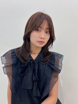 ノク 渋谷(nok) 大人っぽ韓国オリーブカラーベージュ前髪顔まわりレイヤー