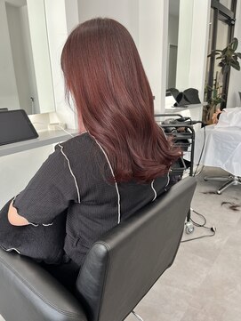 ナンバー 竪町(number+) 20代30代40代チェリーレッド髪質改善カラー艶感ストレート