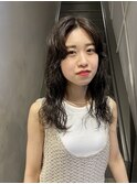 20代30代大人可愛いロングウルフくせ毛風パーマブラウンベージュ