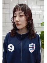 スタニング 渋谷(STUNNING.) ウルフパーマ オン眉パーマ レッドブラウン チェリーレッド