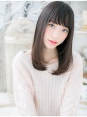 黒髪グレージュアッシュぱっつん前髪ロングc6上尾20代30代40代