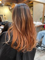 マスカリ(muscali)&nbsp;【原田】オレンジベージュ　バレイヤージュ　顔周りレイヤー