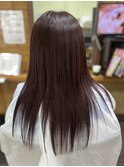 ピンクブラウンロングヘアスタイル