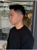 ツーブロック刈上げアップバング爽やかブルーブラック【新大阪】