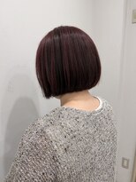 サラ 山口店(SARA)&nbsp;艶感レッドブラウンアンブレラカラー×丸みボブ