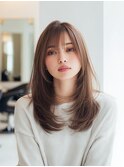 ハッシュカット/バーガンディ/ミディアムレイヤー/韓国ヘア