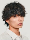栄メンズパーマルーズパーマシャドウパーマッシュウルフゆるめ
