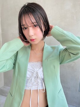 メーヴェ(Mowen) mowen 南堀 江　丸みボブ×グレージュ×こなれヘア×うるツヤ