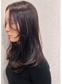 セミロングフロントレイヤーウルフサイドバング20代30代40代50代