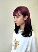 20代30代ソフトウルフ肩ラインダブルカラーピンクカラー