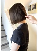 縮毛矯正/切りっぱなしミニボブ/ベージュ/前髪/顔まわり/学割