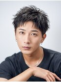 ビジネスショート七三ツーブロックニュアンスパーマ刈り上げ