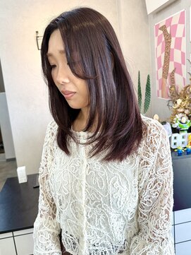 ナジック(749) 髪質改善ストレートでサラサラ！ワインレッド×顔まわりレイヤー