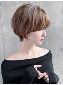 秋色オリーブベージュシャギーボブ透明感カラー30代40代50代銀座