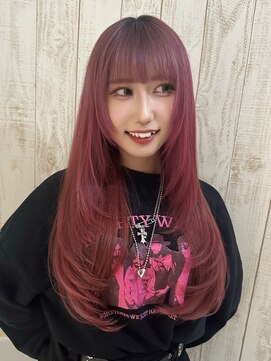 ヴィヴィ(VIVIE) ブリーチダブルカラーチェリーレッドピンク小顔レイヤーハッシュ