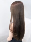 グレージュロング暗めカラー韓国ヘア顔周りレイヤー_ba568202