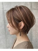 白髪ぼかしカラー 40代髪型 ひし形ボブ