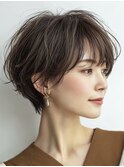 大人ショート 白髪ぼかし 白髪染め ハイライト 40代50代60代