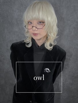 アウル 心斎橋(owl) ジェンダーレスウルフ×ブロンドベージュ×ダブルカラー×波巻き