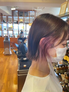 オーガニックマインド 坂戸 鶴ヶ島(organic+mind) 大人可愛いストレートくびれボブインナーカラー肩ライン外ハネ