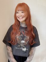 イル(ill)&nbsp;ブリーチ　ダブルカラー　オレンジ　波巻き　大須