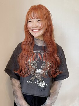 イル(ill) ブリーチ ダブルカラー オレンジ 波巻き 大須