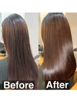 スリーク(SLEEK)&nbsp;SLEEK式髪質改善【縮毛矯正】ビフォーアフター　表面