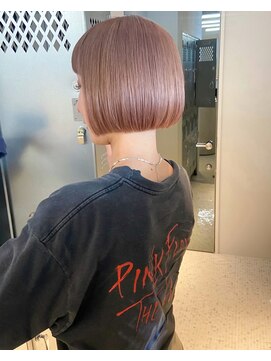 アンドスタイル(&style) 【大名　中山】ピンクベージュ　ミニボブ　ケアブリーチ