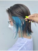 インナーカラー/水色/ダブルカラー/ウルフカット/オージュア