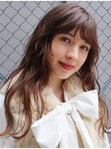 ロングヘア/パーマ/ウェーブ/ゆるふわ/前髪あり/コテ巻き風