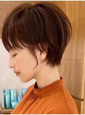 暗めカラーグランマッシュショートボブ