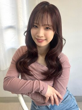 アンニュ(annuy) ピンクブラウン 顔周りレイヤー 韓国ヘア 20代 くびレイヤー