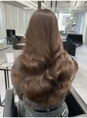 ミディアムロングレイヤーカットブリーチなしダブルカラー心斎橋