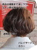 抜け感バイヤレージュカラー☆ふんわりウェーブ丸みボブ