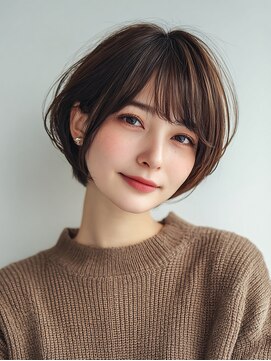 ロディーナ 大口 新子安(rodina) クラゲヘアー/小顔に見せるヘア/ココアベージュ/大口子安新子安