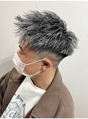 ホワイトメッシュ／ツイスト/短髪/フェード/ジェットモヒカン
