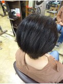 大人可愛い20代30代40代黒髪前下がりショートボブ丸みショート◎