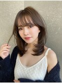 韓国風くびれレイヤーミディ エアリーロング 美髪 縮毛矯正 前髪