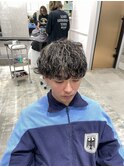 メッシュカラー+波巻きスパイラルパーマ
