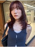 【大久保】ブリーチなしレッドカラーたっぷりレイヤーカット