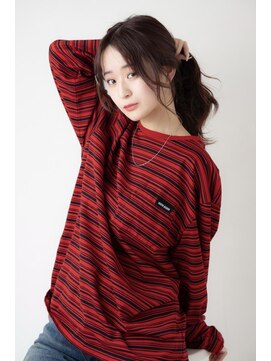 ソース 梅田(SOURCE) 艶髪♪ワインレッド×ウェーブロング