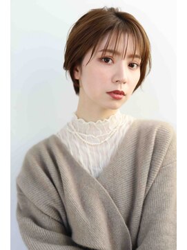 ムウ 難波(MOU) クールショート前髪イメチェンピンクベージュ20代30代40代50代