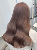 原宿ピンクミルクティーベージュミディアムレイヤーケアブリーチ