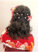 成人式 振袖 卒業式 袴 ヘアアレンジ　ガーリーハーフアップ