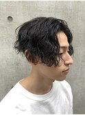 スパイラルパーマ センターパート ツーブロック