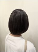 ボブ/酸性ストレート/ダークグレージュ/ブリーチカラー